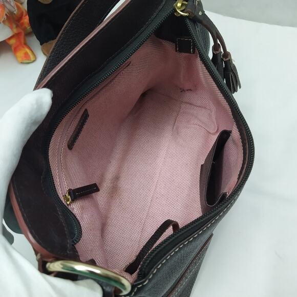 Dooney & Bourke Brown Pebbled Leather Zipper Closure Hobo Shoulder Bag - Picture 9 of 16